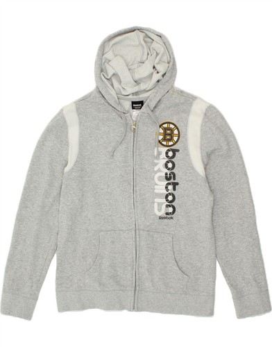 Reebok Boston Graphic Zip Hoodie Damenpullover Pullover UK 16 Large grau Baumwolle AQ02