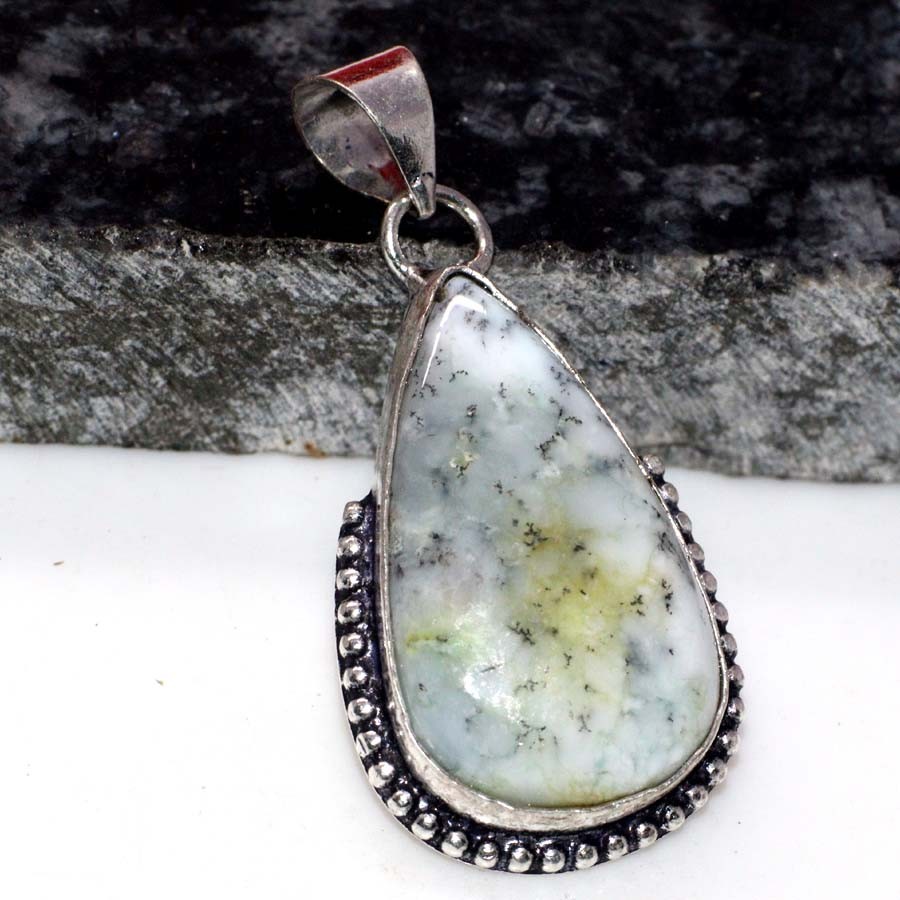 Dendritic Opal 925 Silver Plated Handmade Pendant 1.6