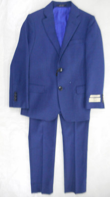T.O. Navy Blue Checkered Jacket & Pants 2PC Suite Slim/Reg/Husky Sizes 8 - 20