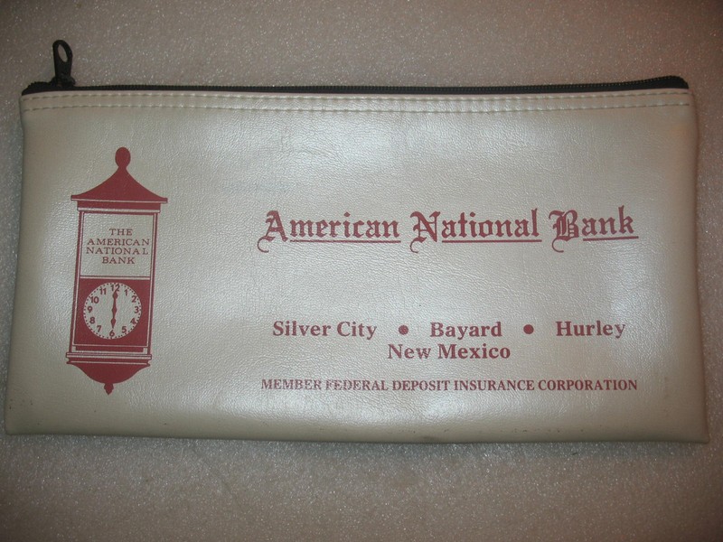 American National Bank Silver City, Bayard, Hurley NM Zippered Deposit MONEY BAG
