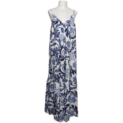 H&M, Maxikleid, Größe: L, Weiß/Blau, Baumwolle/Viskose, Blumen, Damen #Uco