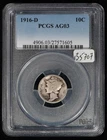 1916-D 10c Silver Mercury Dime - Looks Good+ - Key Date - PCGS AG 03 - SKU-B5707