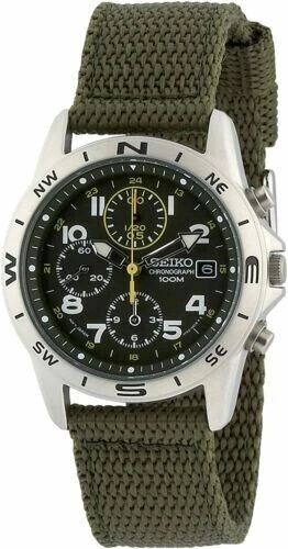 Orologio Uomo Cronografo SEIKO SND377R Nuovo Verde Autentico Militare dal... - Immagine 3 di 4