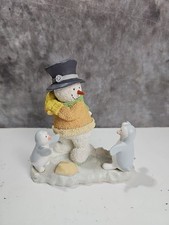 Vtg Snowman/Penguins Baseball Ice Christmas Sculpture by Russ Berrie