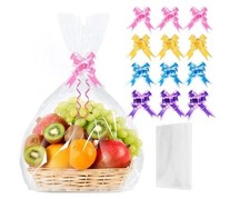 New Large Cellophane Bags for Hampers with Pull Bows, 12Pcs Cellophane Wrap Bags