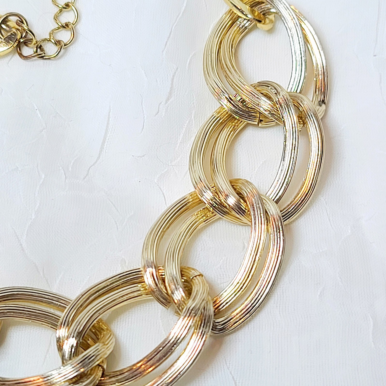 Goldtone Chunky Double Link Statement Necklace - image 6