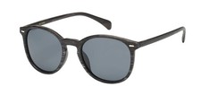 Polarized Round Frame Classic Look Charcoal Wood Grain Sunglasses Gray Lens