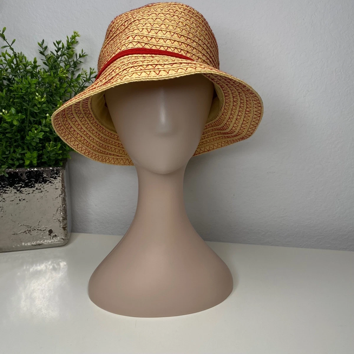 Ann Taylor NWOT Women’s Size 7.5” Straw Hat 92% Paper Blue Green Aqua 5” Brim ann taylor hat products for sale | eBay main image 4