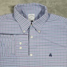 Brooks Brothers Regent 1818 Multi Plaid Shirt Men's Large Non Iron Stretch