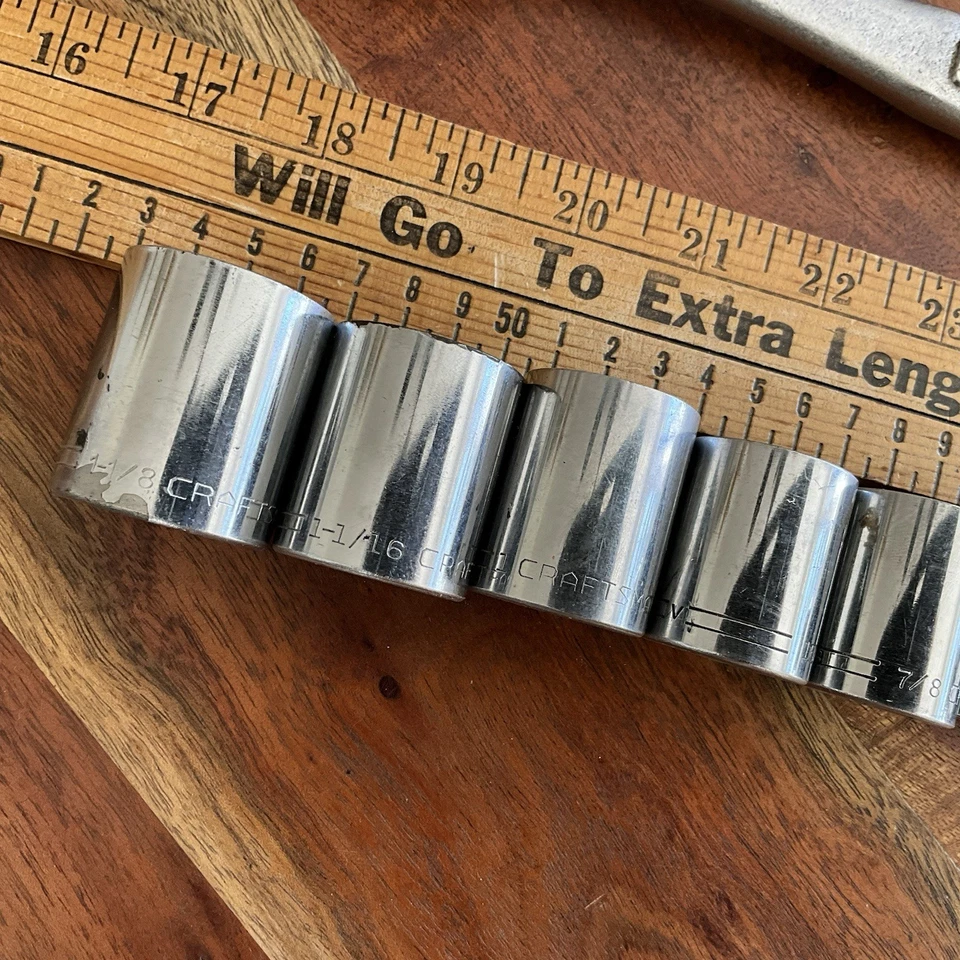 Vintage Craftsman V Series 1/2" Drive 15 pc SAE 12 Point Socket Set USA Made - Image 4 of 4