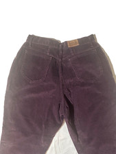 LL Bean Sz 16 Womens Plum Corduroy Tapered Button Zip USA Made Pant