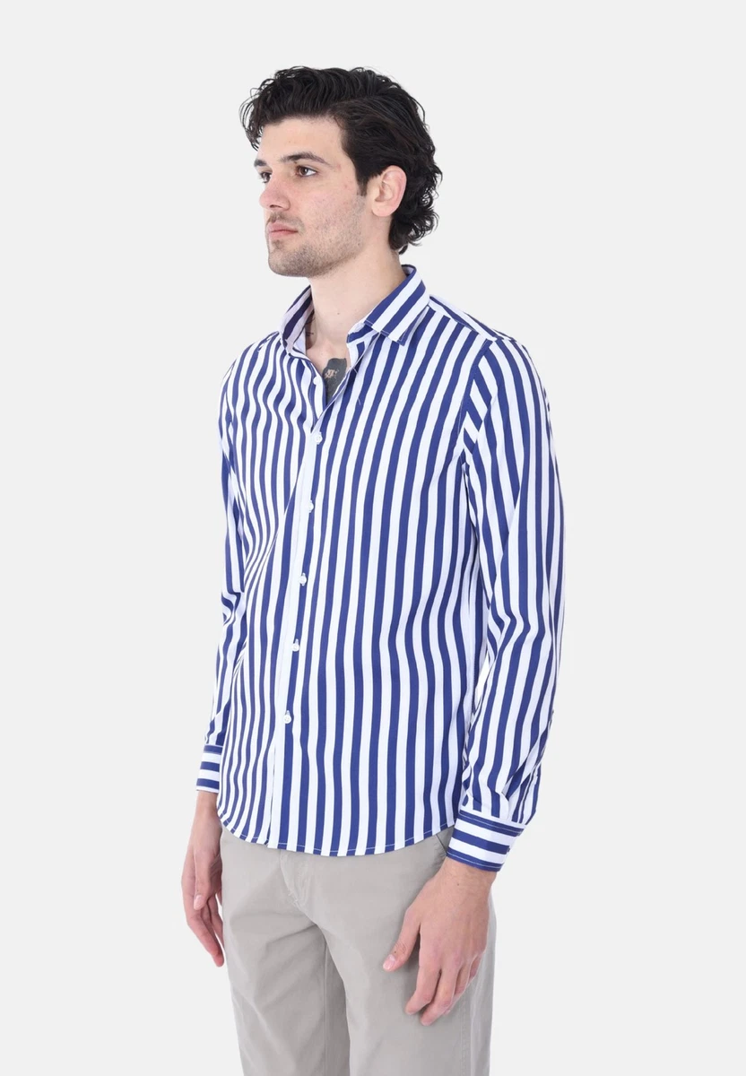 Camicie classiche da uomo a fantasia righe a lunghezza della manica manica lunga slim | Acquisti Online su