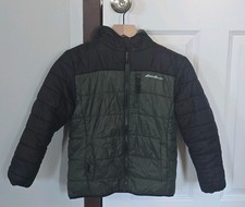 Eddie Bauer Kids Reversible Hooded Jacket S 7/8 Green Black Camouflage