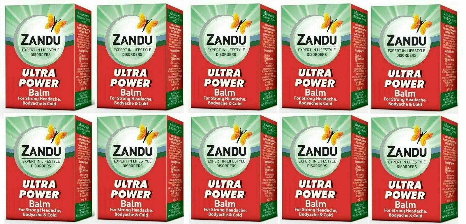 10 x Zandu Ultra Power Balm Herbal 8 ml Free Shipping ( 10 x 8 ml )