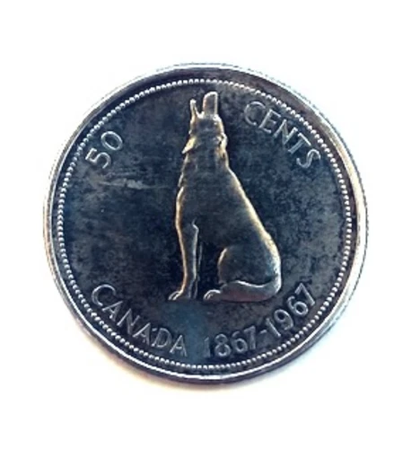 Lot of 3 – 1967 Canadian 50 Cent Silver Coins | 80% Silver | Howling Wolf Design