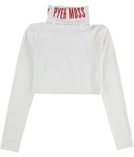 Reebok Womens Pyer Moss Cropped Embellished T-Shirt, white, S