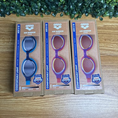 LOT OF 3 BRAND NEW Arena AIR MIRROR JUNIOR Swimming Goggles