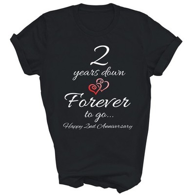 2 Years Down Forever To Go Happy 2nd Anniversary Unisex Shirt Gift