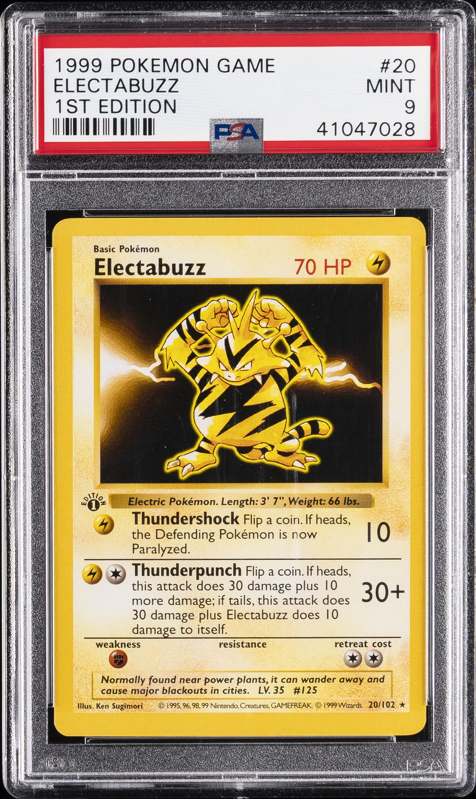 1999 POKEMON BASE SET 1ST EDITION #20 ELECTABUZZ PSA 9