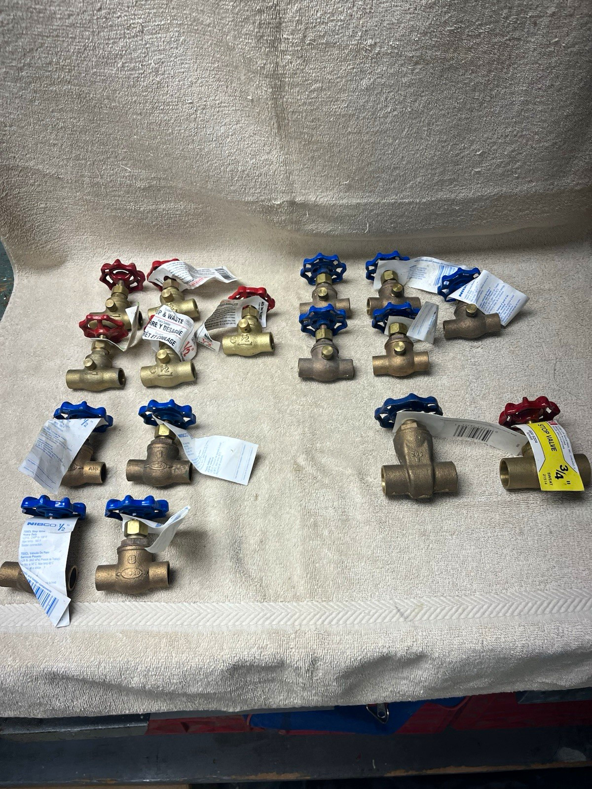 1/2” and 3/4” Brass Sweat Gate Valve, Lot of 14