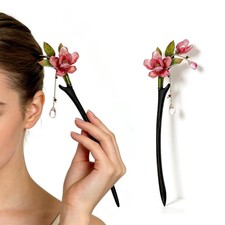 Lotus Blossom Hairpin with Flowing Tassel Vintage Chinese Hair Pins for Buns ...