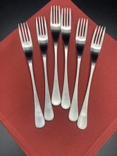 6 Robert Welch RWii Salad Forks Stainless Flatware 18/10 Satin 7-1/4”