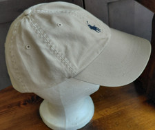 Vintage Polo Ralph Lauren Baseball Hat Cap Khaki with Navy Pony Logo Adjustable