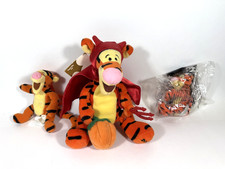 Disney Store Winnie the Pooh Devil Tigger Bean Bag Plush, plus 2 Mini Tiggers