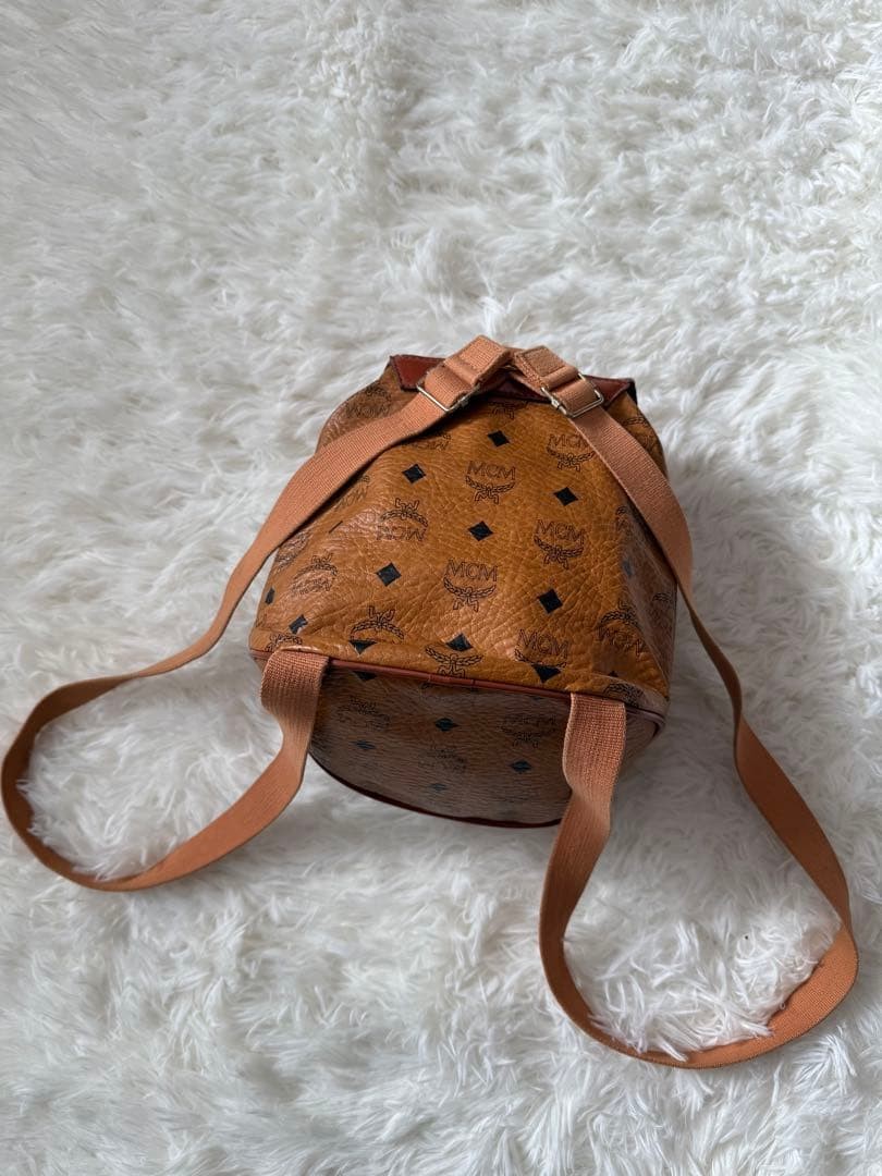 MCM Brown Logo Mini Drawstring Backpack, Slight W… - image 8