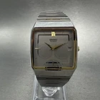 Seiko Watch Men 28mm Silver Dial Two Tone Date Rectangle 6532-5260 New Battery