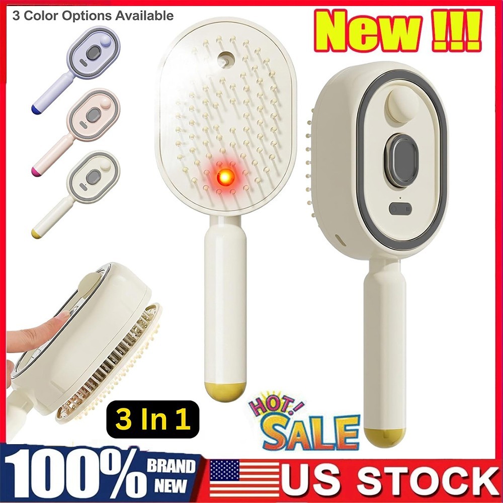 Electric Spray Air Cushion Massage Comb,Self-Cleaning Anti Tangle Electric Brush
