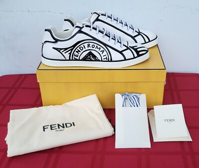 Fendi x Joshua Vides Leather Low Sneakers 'Fendi Stamp -Snow