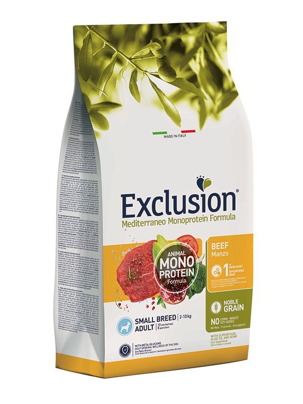 Exclusion Mediterraneo Cane Noble Grain Adult Small Breed 2 kg Manzo