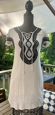 Anthropologie Paper Crane Gauze Overlay Embroidered Beachy Dress Women’s Size S