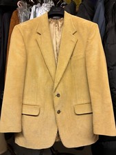 VTG LANDS' END Wide Wale Corduroy Blazer Sport Jacket Tan Mens 42R Made USA Sz L