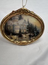 Thomas Kinkade Victorian Christmas Ornament Painter Light Holiday Hallmark 1997