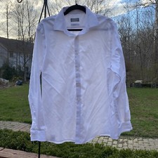 Mens MICHAEL KORS Regular Fit White Button Down Large 16.5 34/35 No Iron Shirt