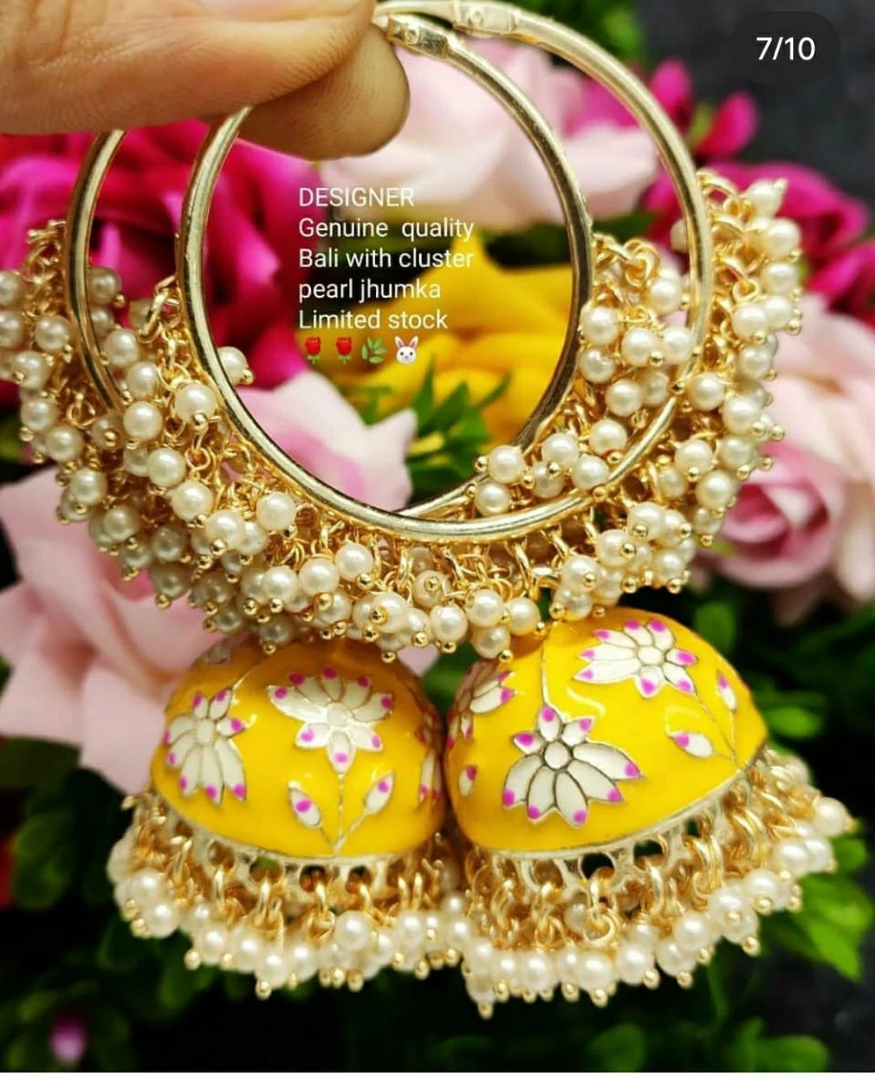 Yellow jhumka earrings online