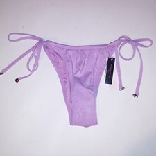 Victoria Secret Swim Bikini Bottom Purple Shimmer String Tie Up Brazilian New