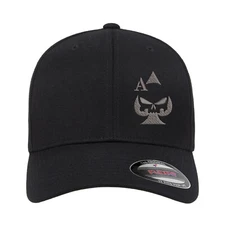 Ace of Spades Sniper Gun Punisher Embroidered Flexfit Fitted Baseball Cap Hat
