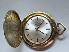 Reloj de bolsillo Precimax 17 Jewels cuerda manual (Made Swiss) movimiento dorado funciona