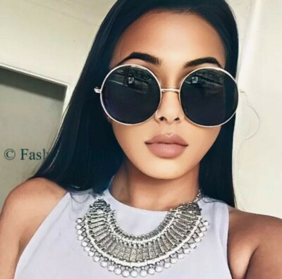 Oversized MALINA XL Large Big Round Indie Metal Frame BOHO Circles Sunglasses L