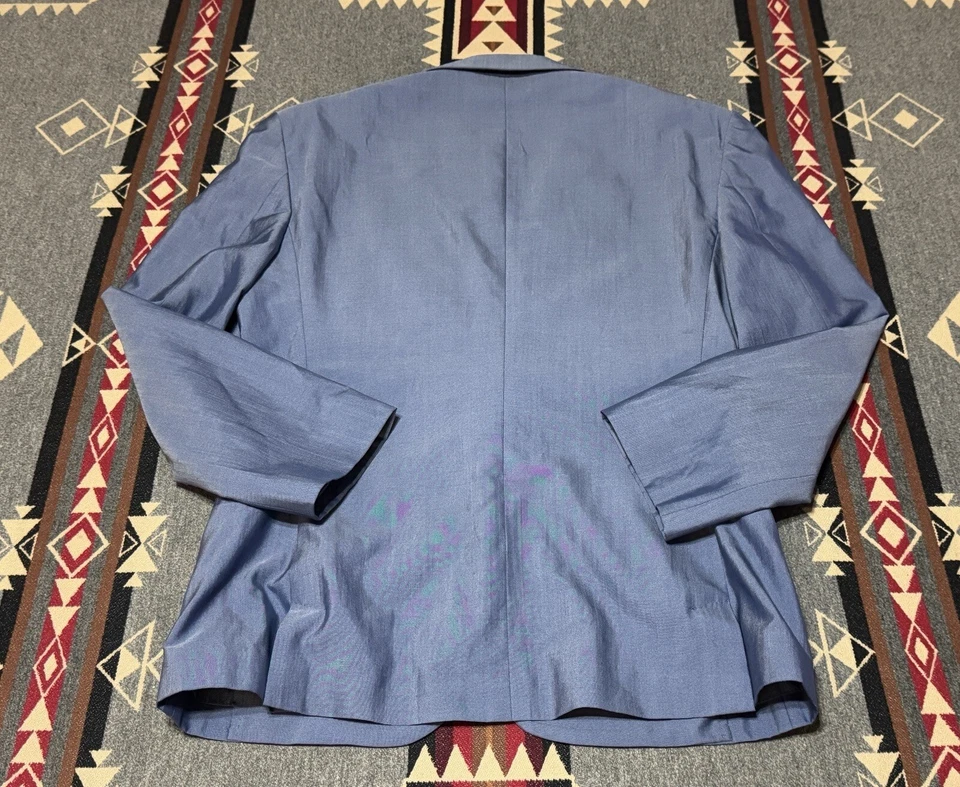 Gianni Versace Men’s 38 50IT Wool Silk Cotton Blazer Blue Italy BR - Image 2 of 4