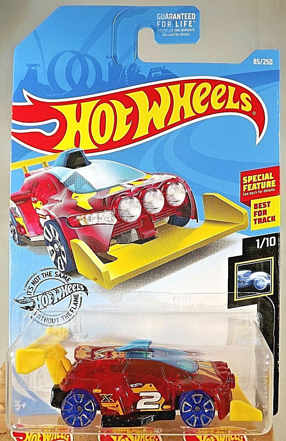 2019 Hot Wheels #85 X-Racers 1/10 RISING HEAT Trans Red w/Blue Wheels Trap5 Sp