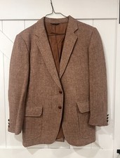 Light Brown Harris Tweed Handwoven Scottish Wool 2 Button Blazer Sportscoat 40