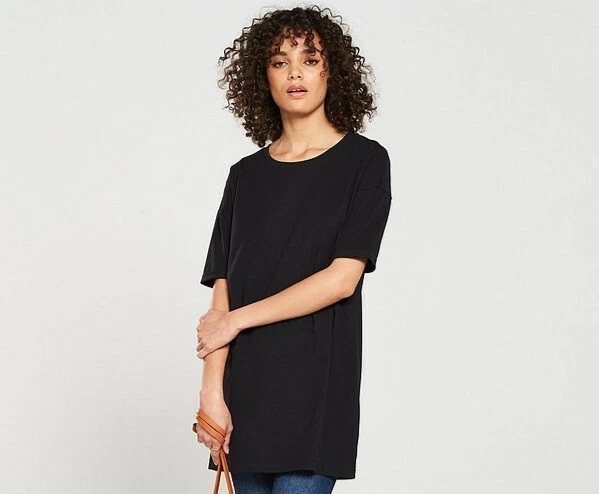 V BY VERY LADIES THE ESSENTIAL THREE QUARTER SLEEVED LONGLINE TOP BLACK Size 6