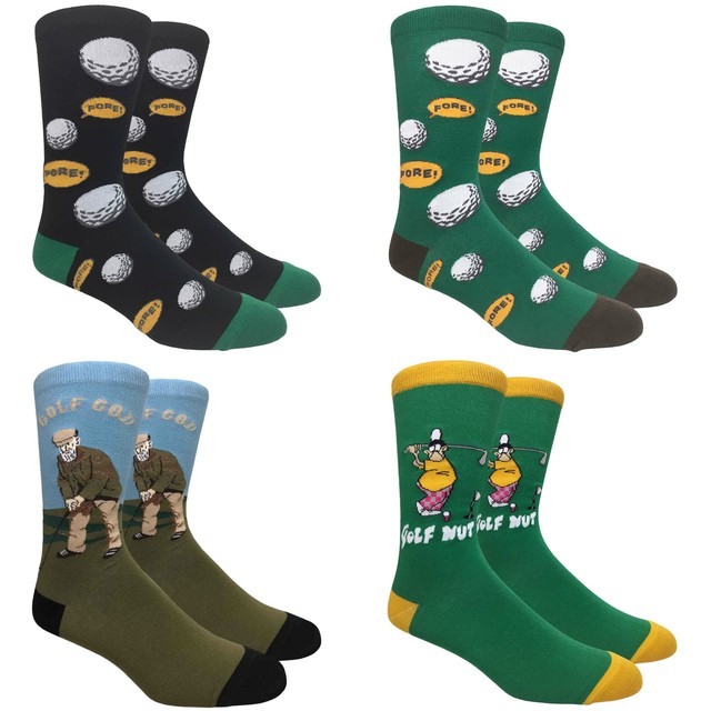 Novelty Fun Crew Print Socks for Dress or Casual (Golf Lovers 4pack) eBay
