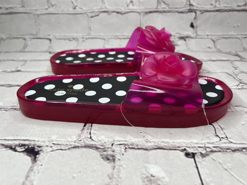 Zapatillas Kate Spade Jelly Rosa Blanco y Negro Lunares Suelas Talla 9 NUEVAS Foto 3 de 4