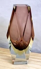 1960s Mandruzzato Murano Sommerso Purple and Gold & Clear Faceted Glass Vase