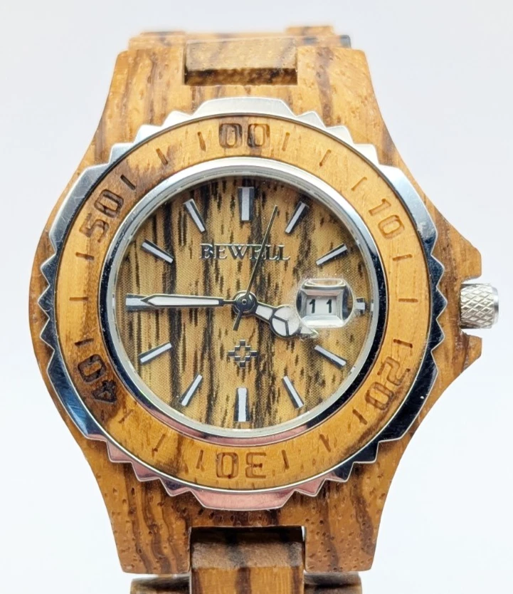 Único Reloj Pulsera Bewell Madera Hombre ZS 100BG Estuche Metal Cuarzo Regalo Foto 2 de 4